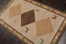 3' x 5' Hand Knotted 100% Wool Gabbeh Modern Plush Pile Area Rug Beige