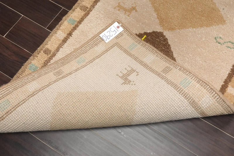 3' x 5' Hand Knotted 100% Wool Gabbeh Modern Plush Pile Area Rug Beige