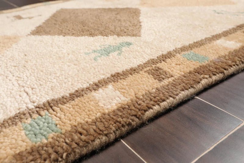 3' x 5' Hand Knotted 100% Wool Gabbeh Modern Plush Pile Area Rug Beige