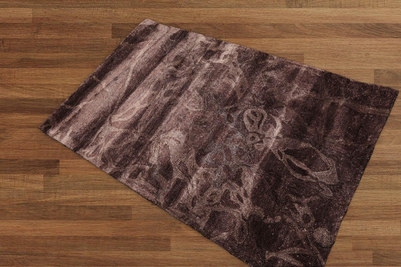 3'6" x 5'6" Handmade Traditional 100% Viscose Oriental Area Rug Aubergine