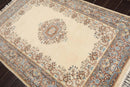 4'2'' x 6'3'' Hand Knotted 100% Wool Kerman Traditional Oriental Area Rug Cream