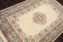 4'2'' x 6'3'' Hand Knotted 100% Wool Kerman Traditional Oriental Area Rug Cream