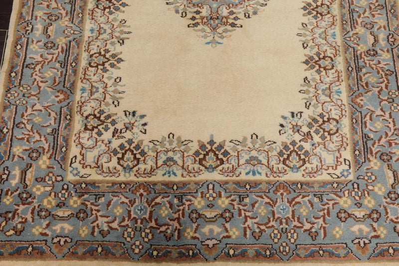 4'2'' x 6'3'' Hand Knotted 100% Wool Kerman Traditional Oriental Area Rug Cream