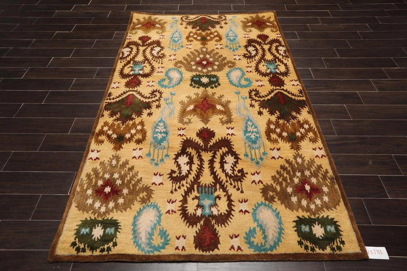 5' x 8' Handmade Arts & Crafts 100% Wool Oriental Area Rug Gold