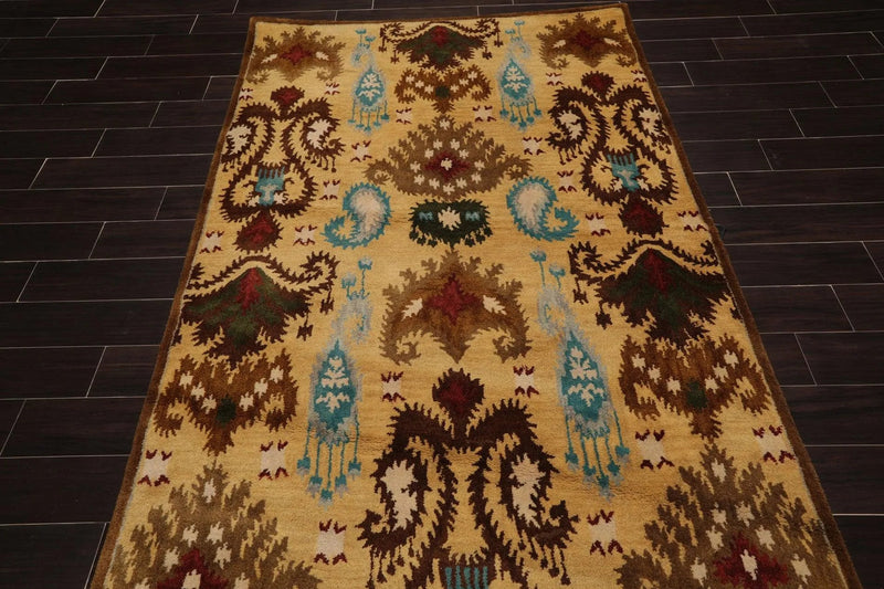 5' x 8' Handmade Arts & Crafts 100% Wool Oriental Area Rug Gold