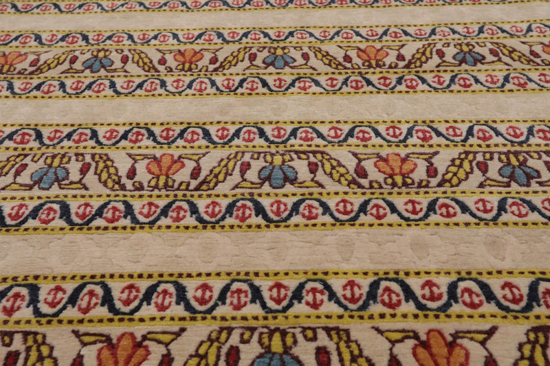 4' x 5'9" Hand Knotted Tibetan 100% Wool Arts & Craft Oriental Area Rug Beige