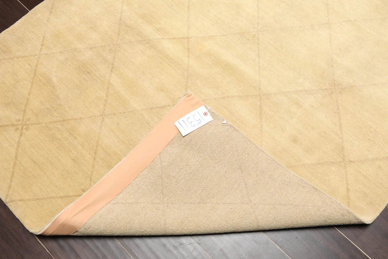 4'2'' x 5'11'' Hand Knotted Tibetan Wool Diamond Oriental Area Rug Pistachio