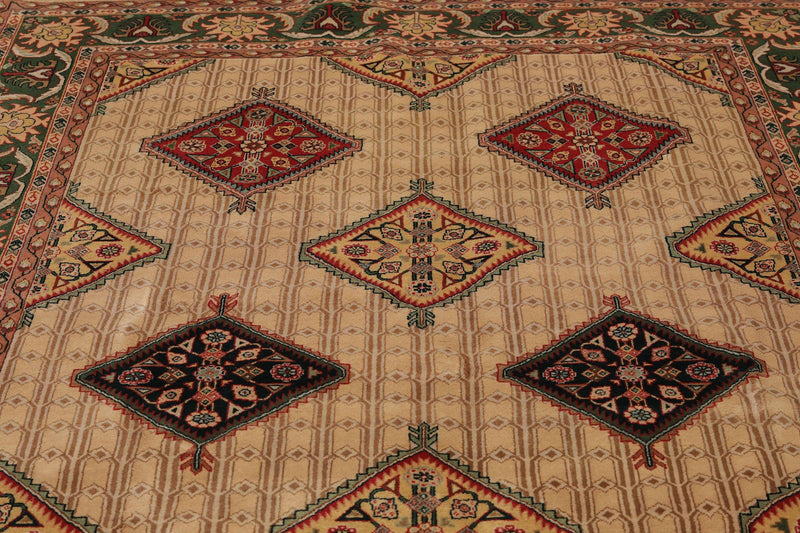 6' x 8'10" Hand Knotted Superfine 100% Wool Traditional Oriental Area Rug Beige