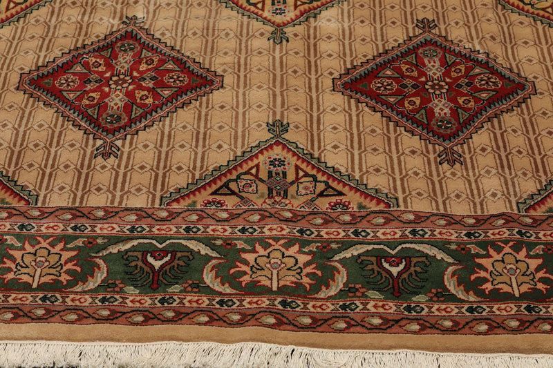 6' x 8'10" Hand Knotted Superfine 100% Wool Traditional Oriental Area Rug Beige