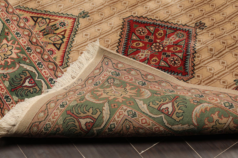 6' x 8'10" Hand Knotted Superfine 100% Wool Traditional Oriental Area Rug Beige