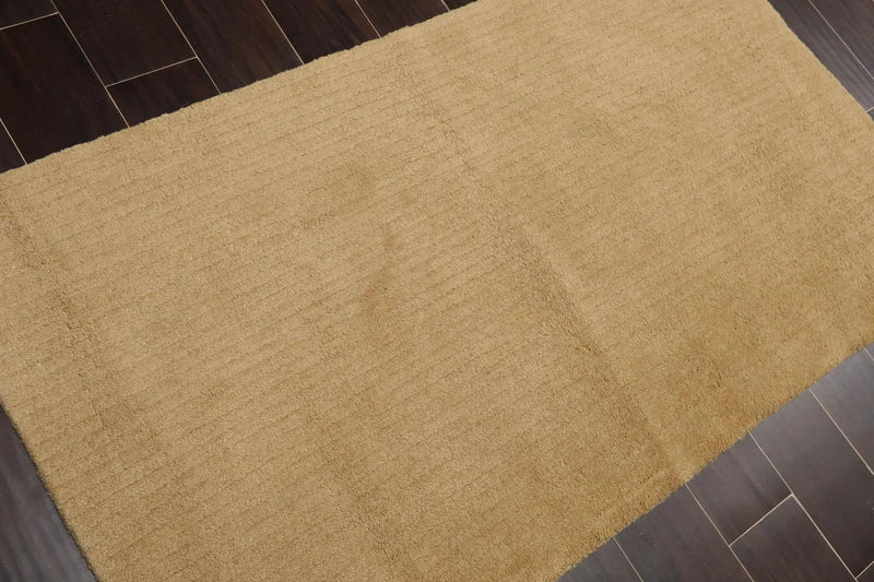 2'10'' x 5' Hand Knotted Tibetan 100% Wool Solid Modern Area Rug Moss