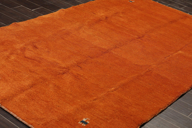 5'3" x 8'6" Hand Knotted 100% Wool Gabbeh Oriental Area Rug Burnt Orange