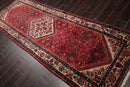 3'6" x 10'4" Runner Herizz Hand Knotted Red Medallion Traditional Wool Oriental Area Rug