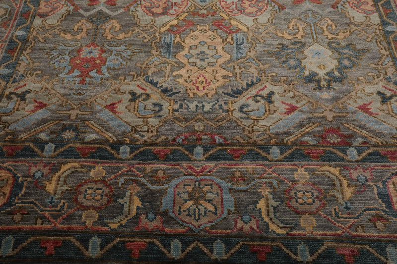 9’2"x12’3” Hand Knotted 100% Wool Herizz Traditional Oriental Area Rug Gray