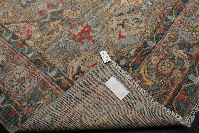 9’2"x12’3” Hand Knotted 100% Wool Herizz Traditional Oriental Area Rug Gray