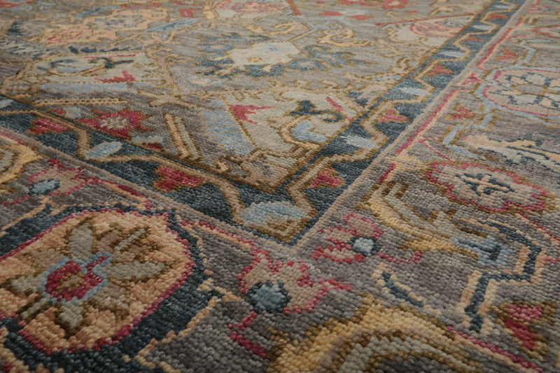 9’2"x12’3” Hand Knotted 100% Wool Herizz Traditional Oriental Area Rug Gray