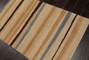 3x5 Hand-Knotted Contemporary  Striped Tibetan Wool Area Rug Beige