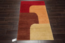 3x5 Michaelian & Kohlberg Hand Knotted Contemporary Abstract Wool Oriental Area Rug Red