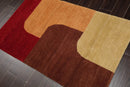 3x5 Michaelian & Kohlberg Hand Knotted Contemporary Abstract Wool Oriental Area Rug Red