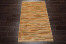 3x5 Gold Hand Knotted Tibetan Contemporary Striped Wool & Silk Oriental Area Rug