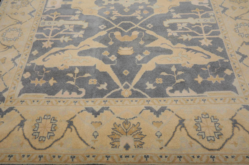 8’2"x9’11” Muted Turkish Oushak Hand Knotted 100% Wool Area Rug Slate