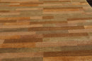 3x5 Gold Hand Knotted Tibetan Contemporary Striped Wool & Silk Oriental Area Rug