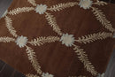 3x5 Brown Hand Knotted Tibetan Transitional Trellis Floral Wool & Silk Oriental Area Rug