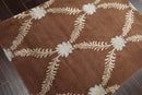3x5 Brown Hand Knotted Tibetan Transitional Trellis Floral Wool & Silk Oriental Area Rug