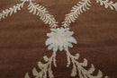 3x5 Brown Hand Knotted Tibetan Transitional Trellis Floral Wool & Silk Oriental Area Rug