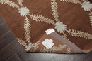3x5 Brown Hand Knotted Tibetan Transitional Trellis Floral Wool & Silk Oriental Area Rug