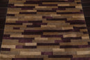 3x5 Aubergine Hand Knotted Tibetan Contemporary  Striped Wool & Silk Oriental Area Rug