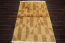 4x6 Gold Hand Knotted Tibetan Contemporary Wool Oriental Area Rug