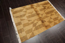 4x6 Gold Hand Knotted Tibetan Contemporary Wool Oriental Area Rug