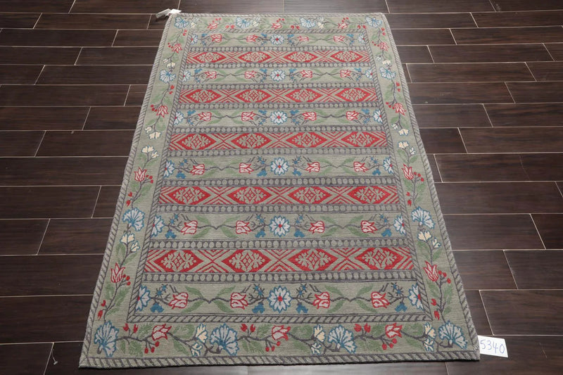 4' x 6' Hand Knotted Tibetan 100% Wool Patterned Oriental Area Rug Celadon