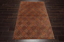 4x6 Brown Hand Knotted Tibetan Transitional  Floral Wool & Silk Oriental Area Rug