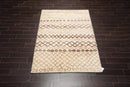 5' x 7'4" Handmade 100% Wool Modern Moroccan Oriental Area rug Ivory Gray Brown
