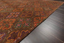 4x6 Brown Hand Knotted Tibetan Transitional  Floral Wool & Silk Oriental Area Rug