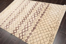 5' x 7'4" Handmade 100% Wool Modern Moroccan Oriental Area rug Ivory Gray Brown