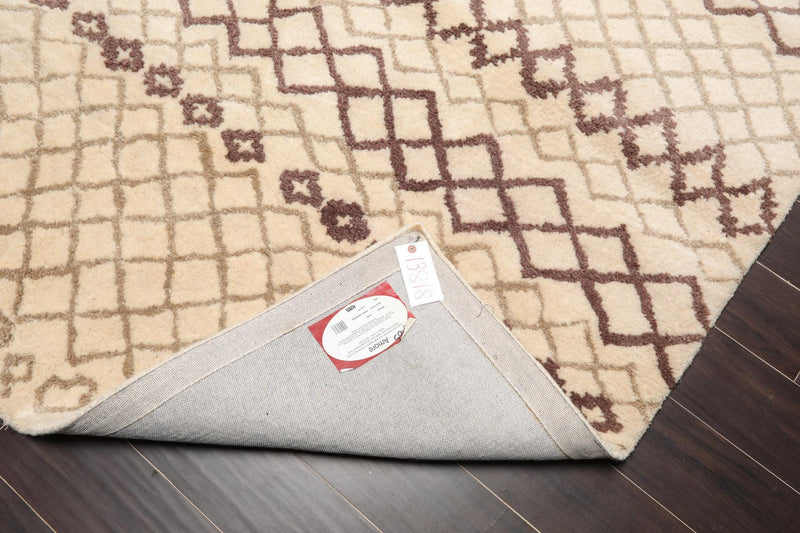 5' x 7'4" Handmade 100% Wool Modern Moroccan Oriental Area rug Ivory Gray Brown