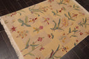 4x6 Beige Hand Knotted Tibetan Transitional  Floral Wool Oriental Area Rug