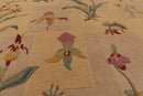 4x6 Beige Hand Knotted Tibetan Transitional  Floral Wool Oriental Area Rug