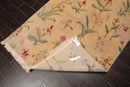 4x6 Beige Hand Knotted Tibetan Transitional  Floral Wool Oriental Area Rug
