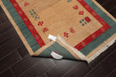 4x6 Beige Hand Knotted Tibetan Contemporary Gabehh Pictorial Wool Oriental Area Rug