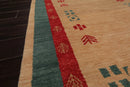 4x6 Beige Hand Knotted Tibetan Contemporary Gabehh Pictorial Wool Oriental Area Rug