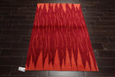 4x6 Red Hand Knotted Tibetan Modern Abstract Wool Oriental Area Rug