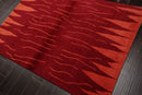 4x6 Red Hand Knotted Tibetan Modern Abstract Wool Oriental Area Rug