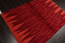 4x6 Red Hand Knotted Tibetan Modern Abstract Wool Oriental Area Rug