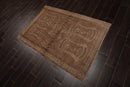 4x6 Taupe Hand Knotted Tibetan Transitional All-Over Wool & Silk Oriental Area Rug