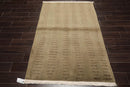 4x6 Olive Green Hand Knotted Tibetan Modern Abstract Wool Oriental Area Rug