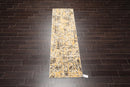 2'4" x 8'3" New Zealand Wool Pixilated Runner Oriental Area Rug Gold